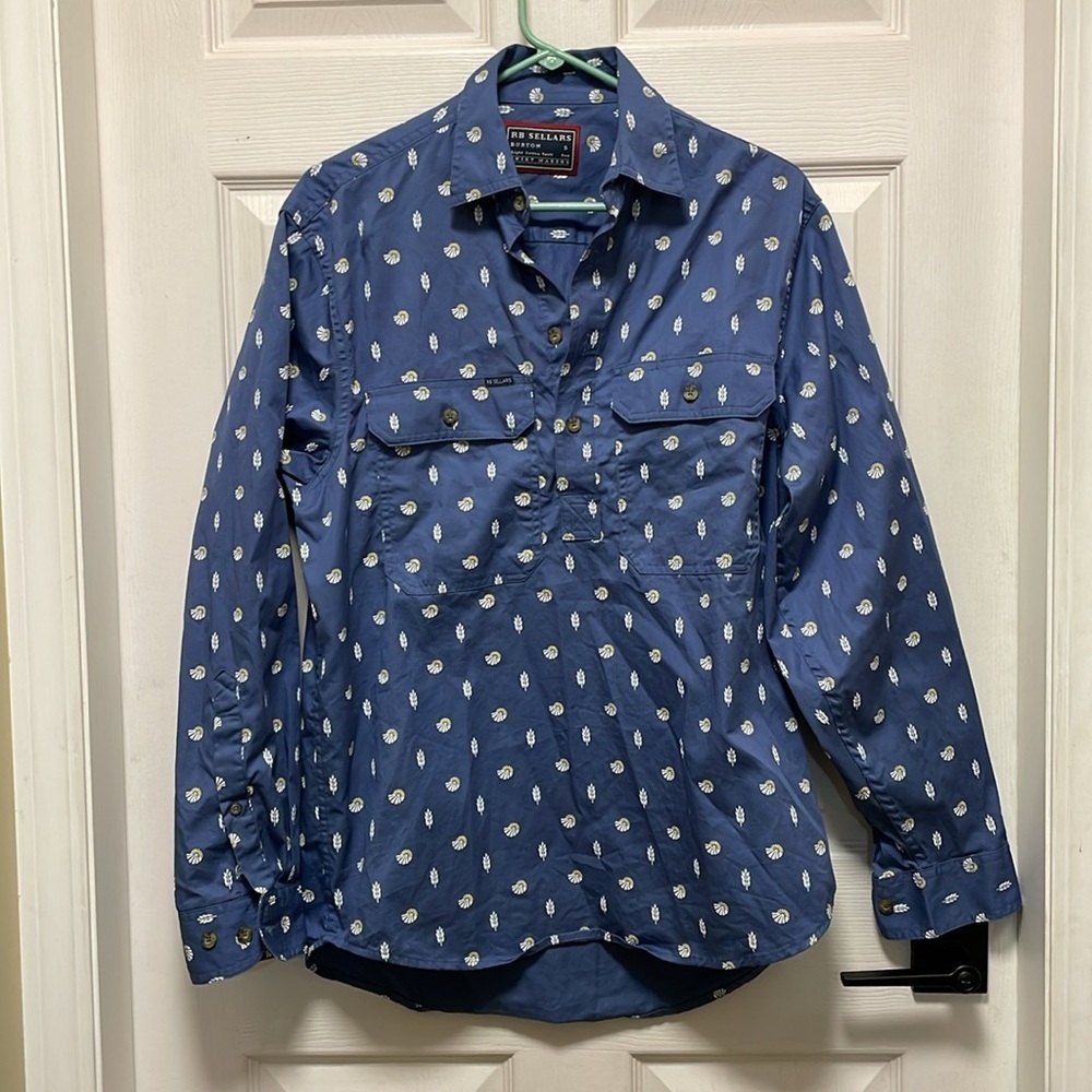 RB SELLARS |Burton|Workshirt |Half Button Long Sleeve|Light Cotton Twill |Size S